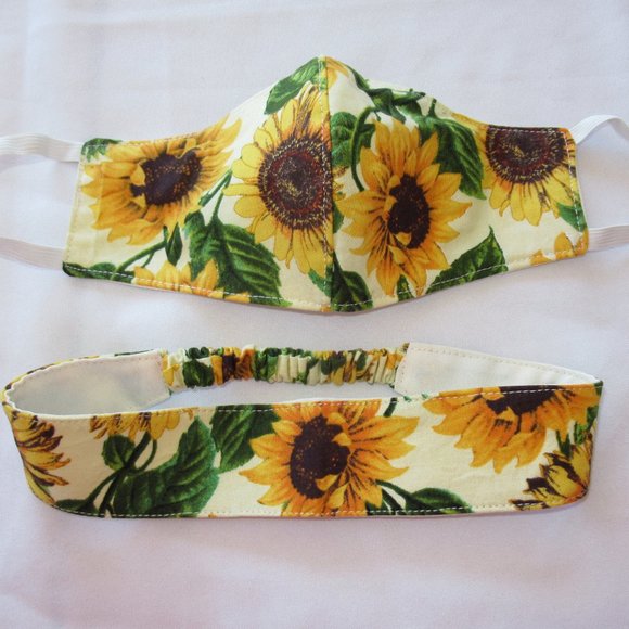 Accessories - Sunflower Face mask and Matching Headband.